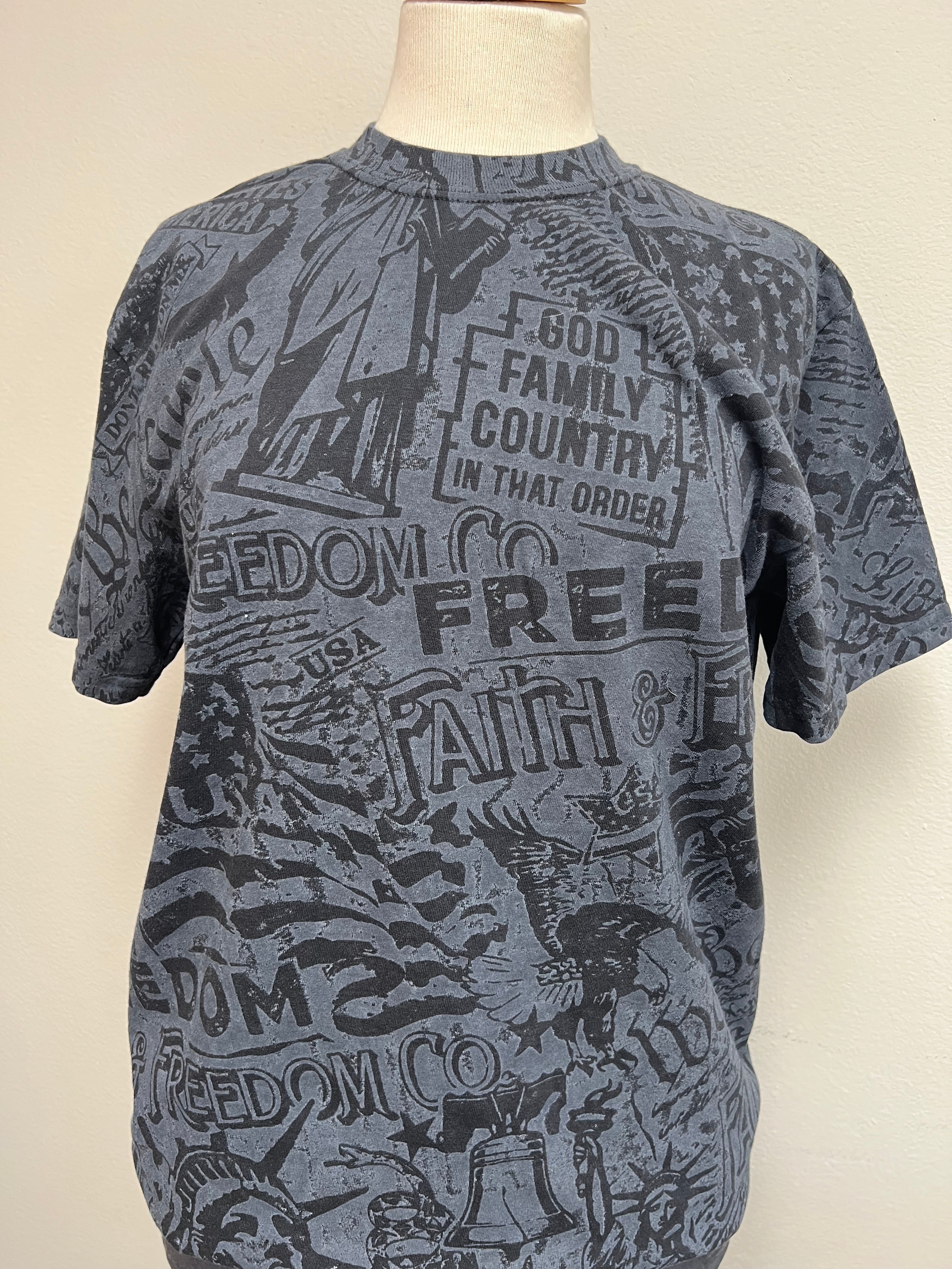 grey monochrome tee on mannequin