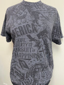 Grey monochrome tee on mannequin