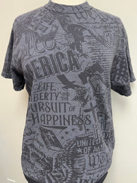 Grey monochrome tee on mannequin