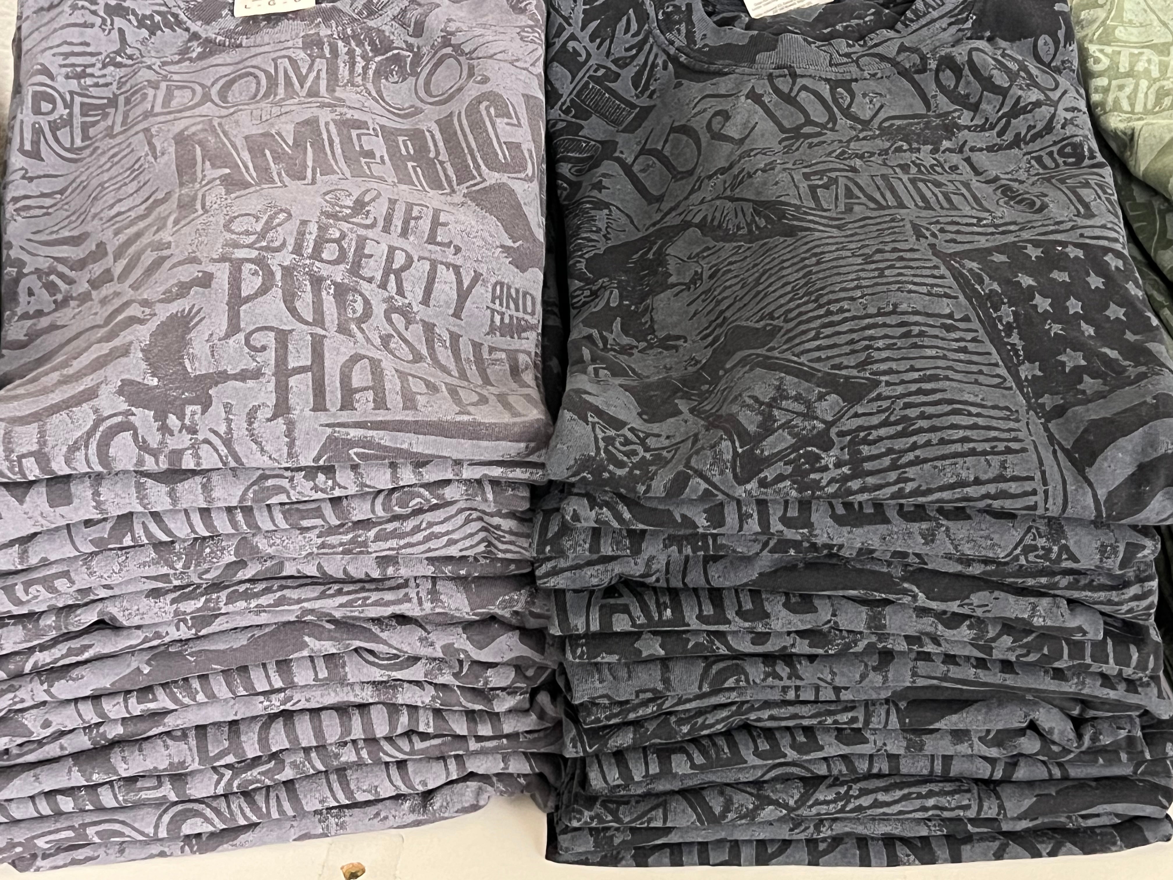 Grey vs black side by side monochrome tee